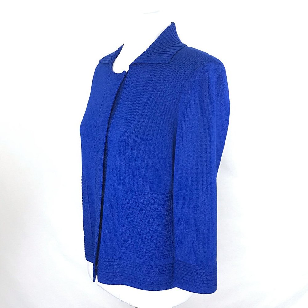 St. John Blue Button Up Wool Cardigan - Picture 2 of 8